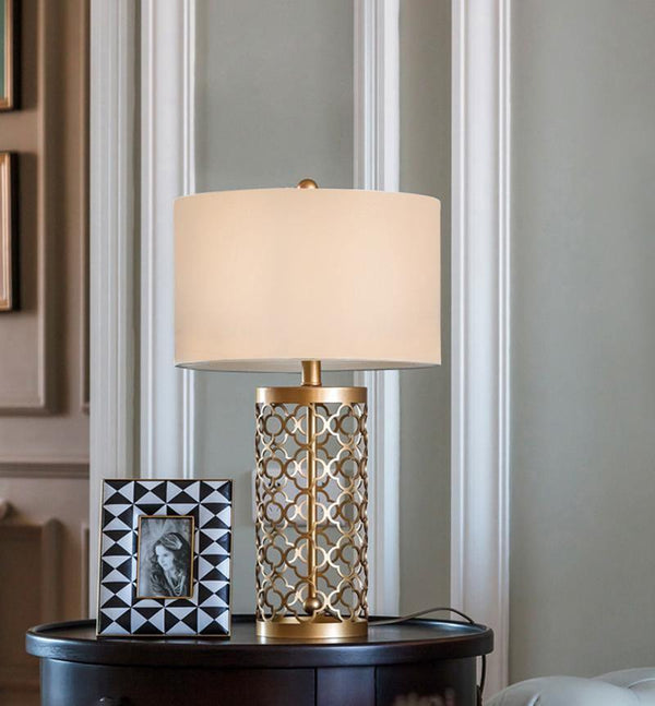 modern copper openwork metal table lamp
