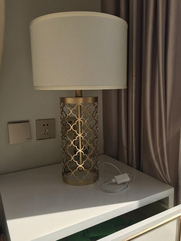 modern copper openwork metal table lamp