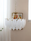 modern copper white glass feather pearl chandelier