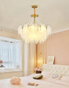 modern copper white glass feather pearl chandelier
