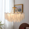 modern copper white glass feather pearl chandelier