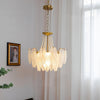 modern copper white glass feather pearl chandelier