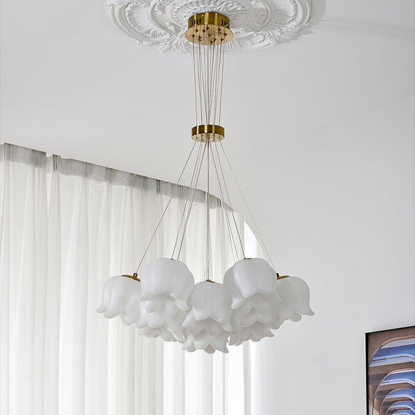 modern copper white pe acrylic lily chandelier