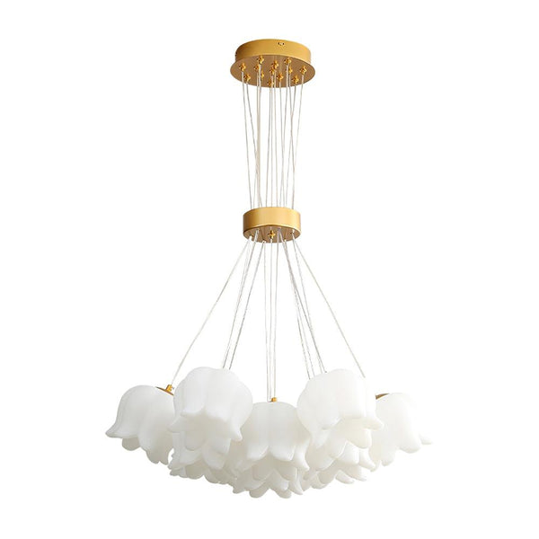 modern copper white pe acrylic lily chandelier