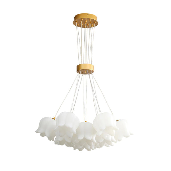 modern copper white pe acrylic lily chandelier