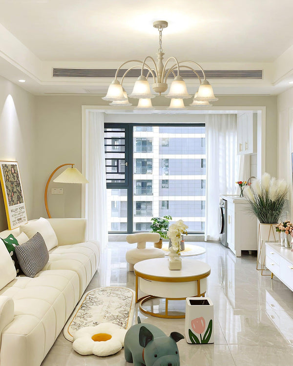 modern cream glass flower chandelier