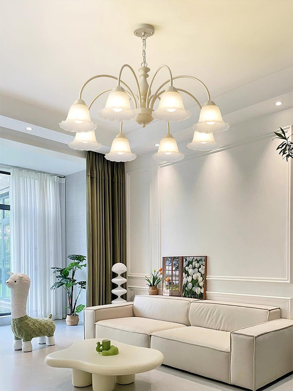 modern cream glass flower chandelier