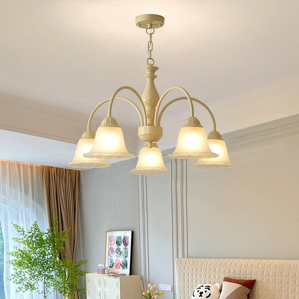 modern cream glass flower chandelier