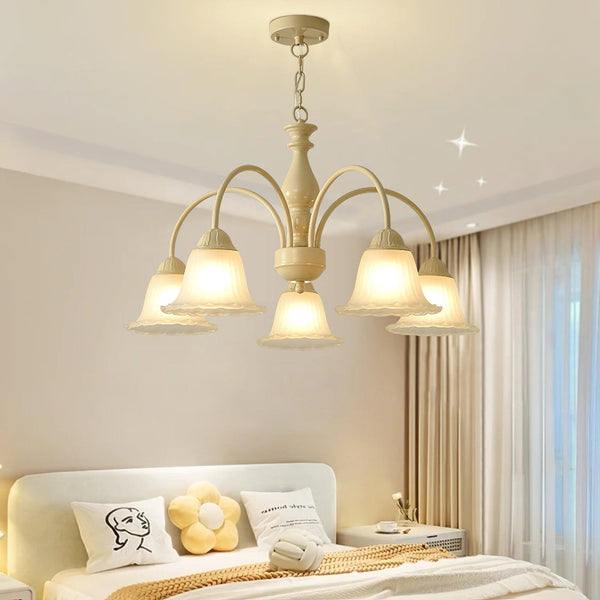 modern cream glass flower chandelier