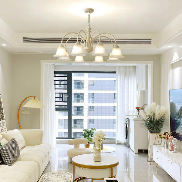 modern cream glass flower chandelier