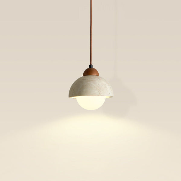 modern cream travertine stone pendant light