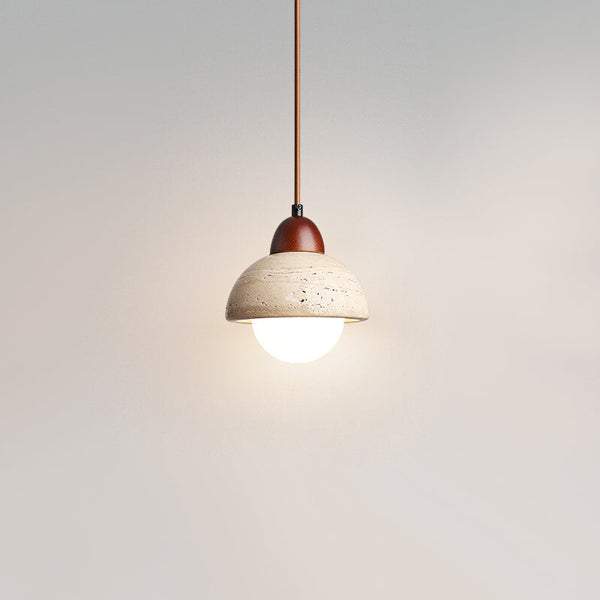 modern cream travertine stone pendant light