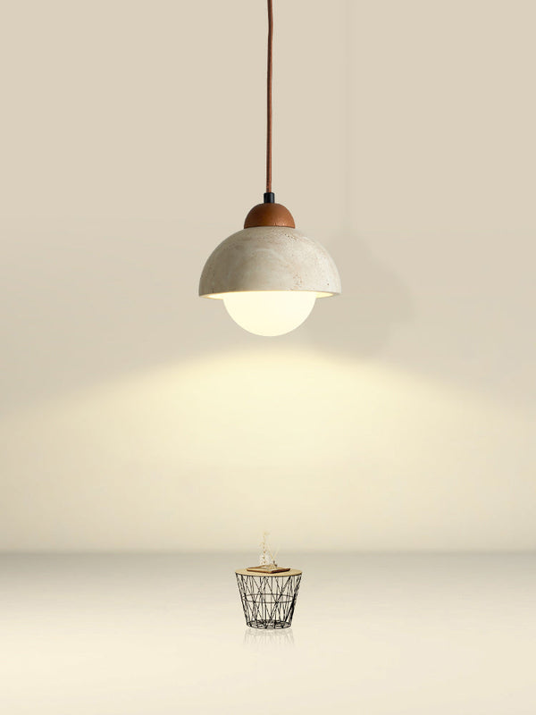 modern cream travertine stone pendant light