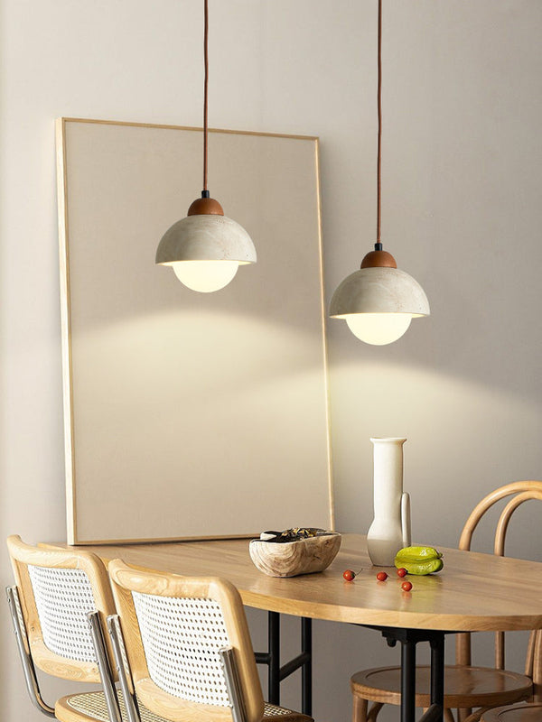 modern cream travertine stone pendant light
