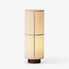modern dark walnut fabric cylinder floor lamp