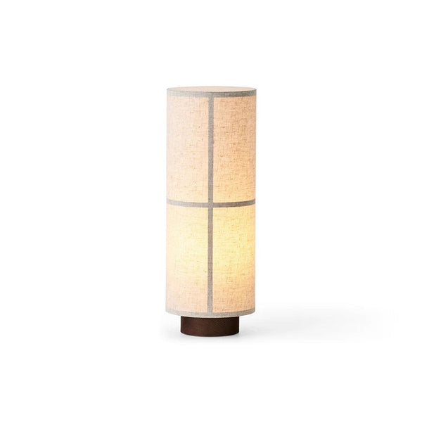 modern dark walnut fabric cylinder floor lamp