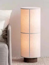 modern dark walnut fabric cylinder floor lamp