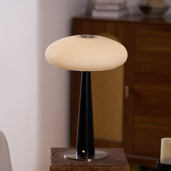 modern fluted glass led table lamp