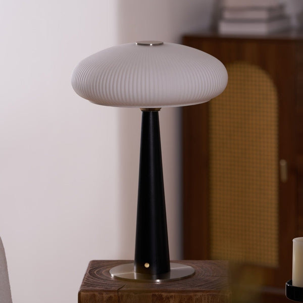 modern fluted glass led table lamp