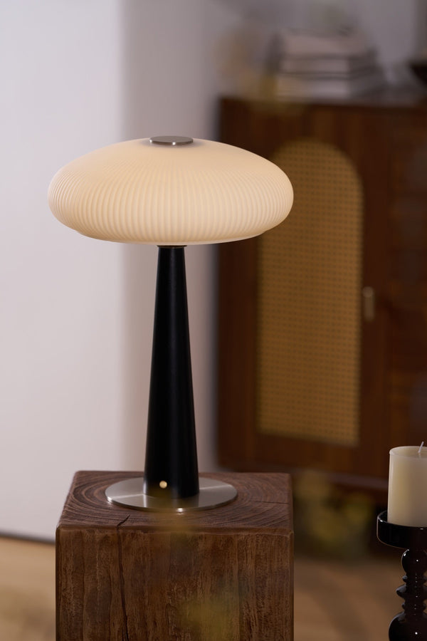 modern fluted glass led table lamp