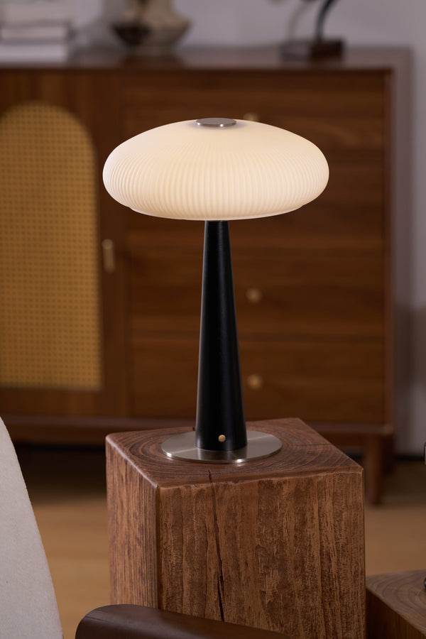 modern fluted glass led table lamp