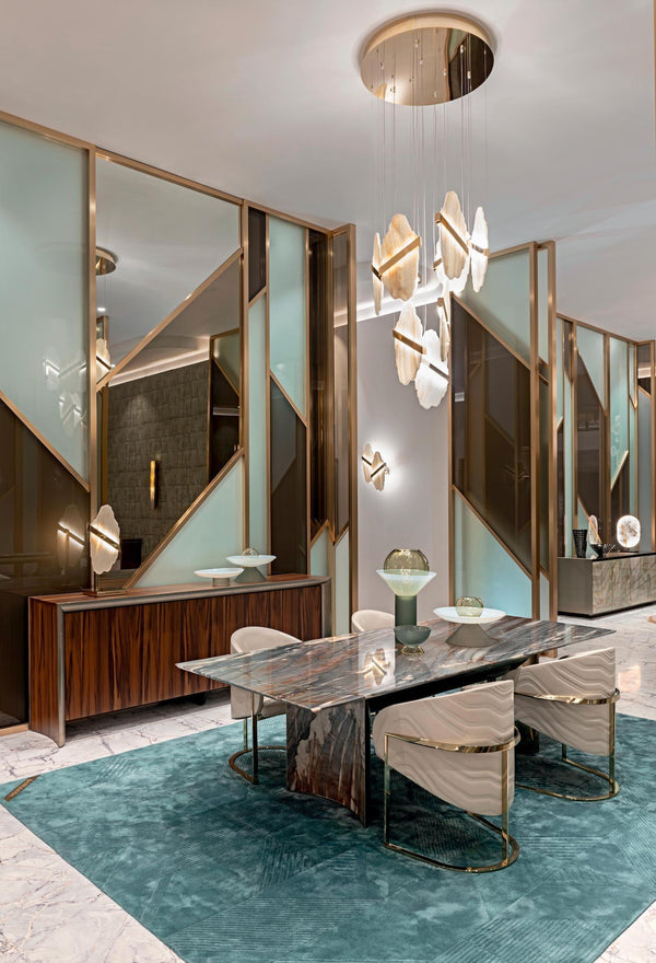 modern gold alabaster rock chandelier
