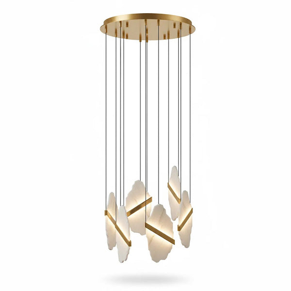 modern gold alabaster rock chandelier