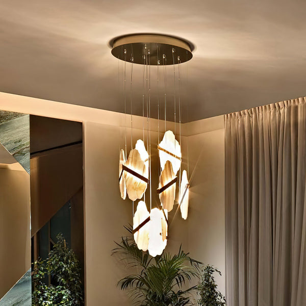 modern gold alabaster rock chandelier