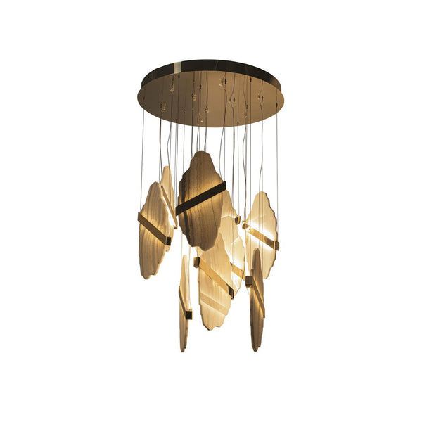 modern gold alabaster rock chandelier