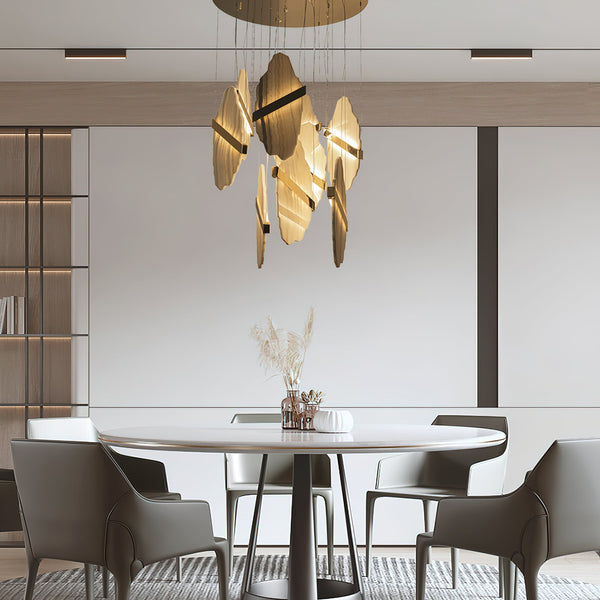 modern gold alabaster rock chandelier