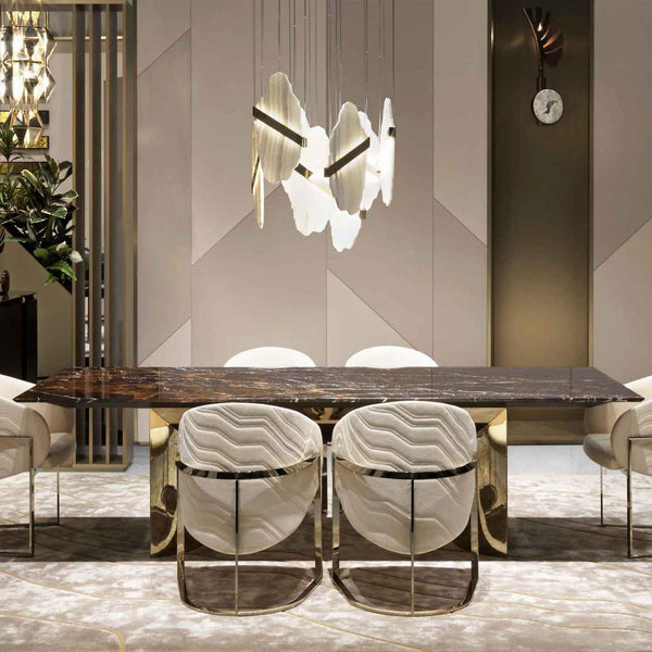 modern gold alabaster rock chandelier
