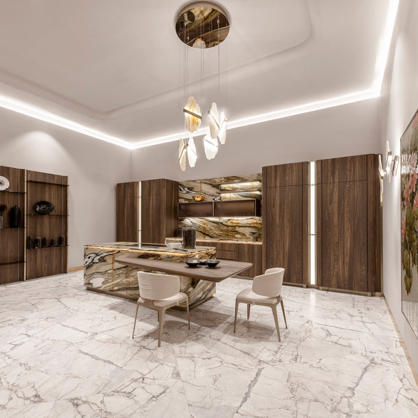 modern gold alabaster rock chandelier
