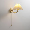 modern gold brass pleated fabric wall sconce
