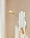 modern gold brass pleated fabric wall sconce