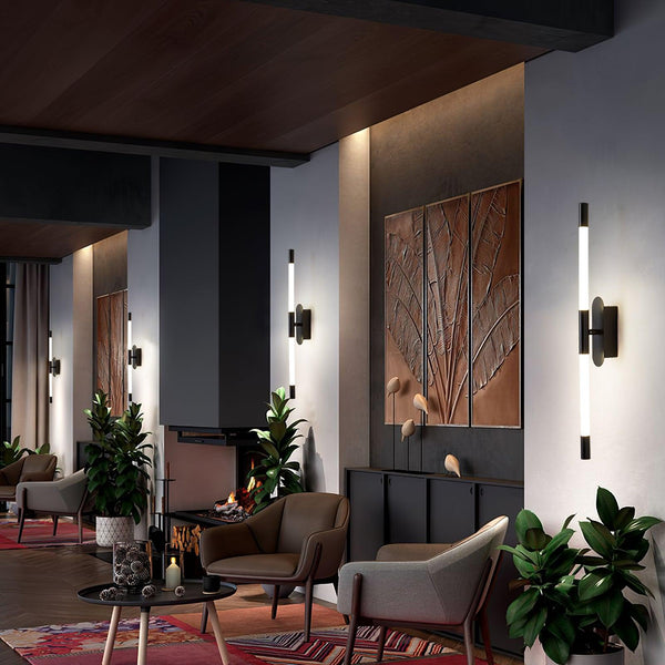 modern gold iron acrylic linear led wall sconce