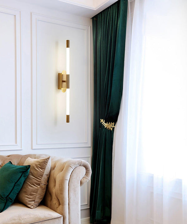 modern gold iron acrylic linear led wall sconce