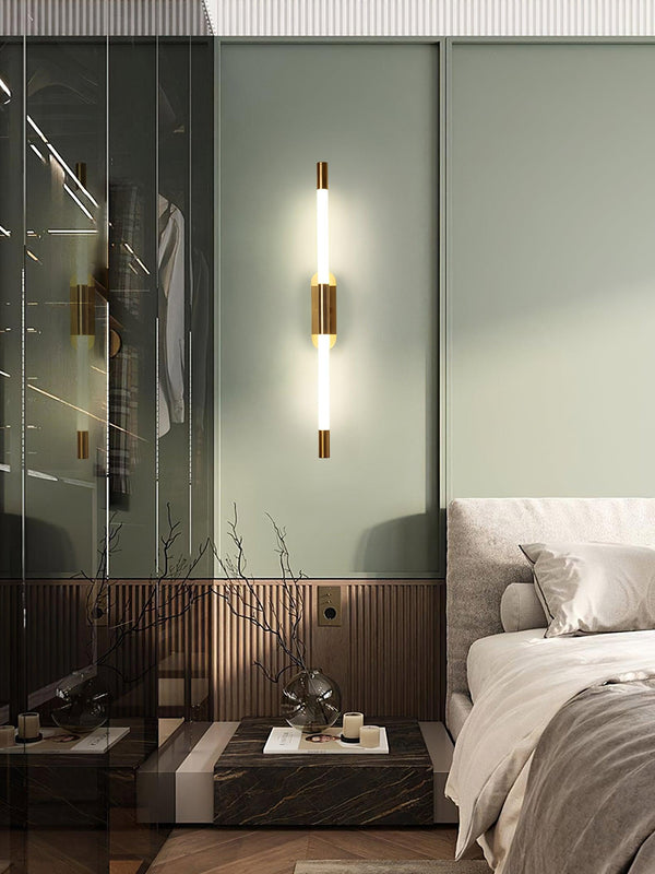 modern gold iron acrylic linear led wall sconce