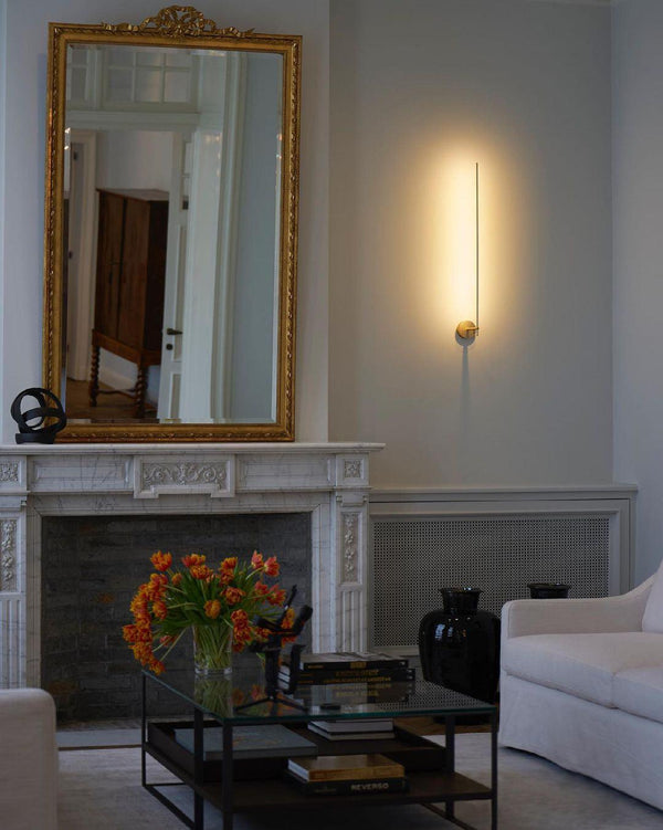 modern gold iron acrylic stick wall sconce
