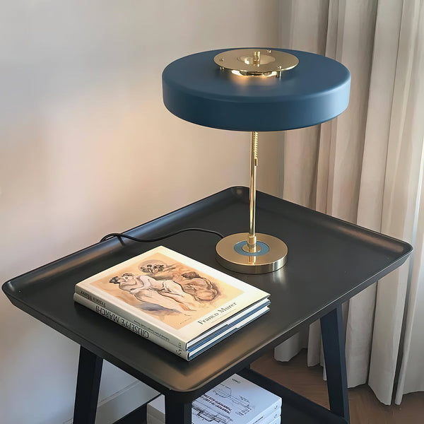 modern gold iron drum table lamp