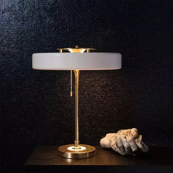 modern gold iron drum table lamp