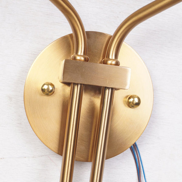 modern gold iron fabric two light wall sconce