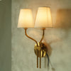 modern gold iron fabric two light wall sconce