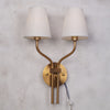 modern gold iron fabric two light wall sconce