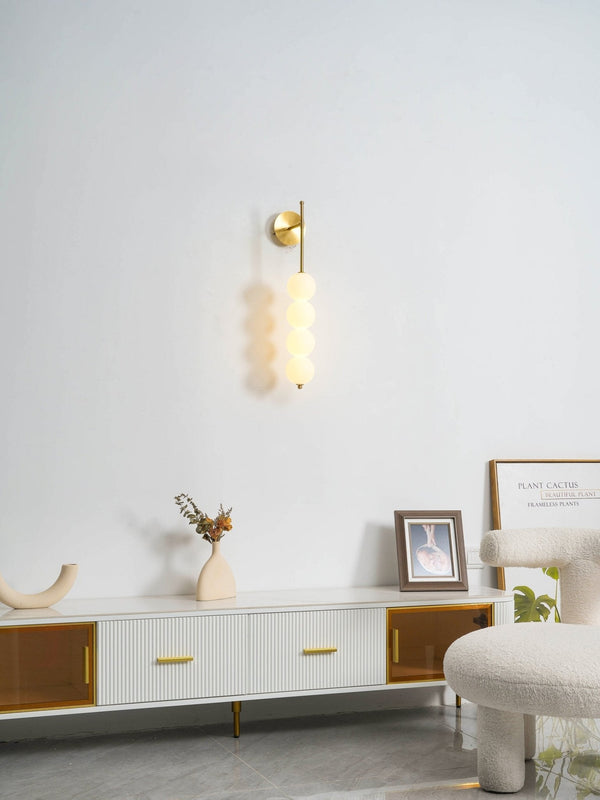 modern gold iron opal glass abacus wall sconce