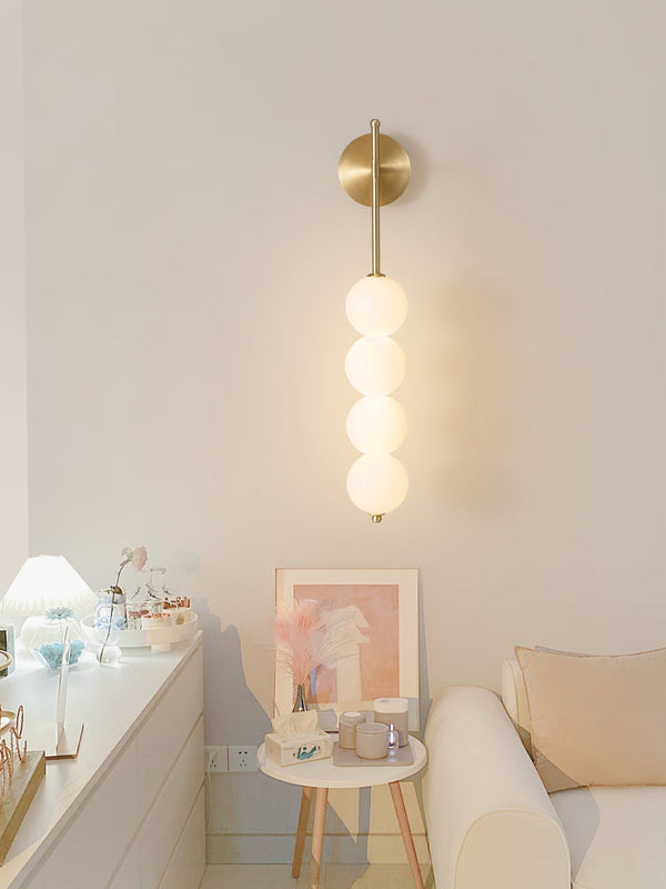 modern gold iron opal glass abacus wall sconce