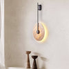 modern gold travertine disc led wall sconce