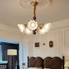 modern gold walnut opal glass petal chandelier