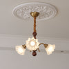 modern gold walnut opal glass petal chandelier