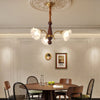 modern gold walnut opal glass petal chandelier
