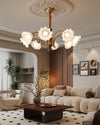modern gold walnut opal glass petal chandelier
